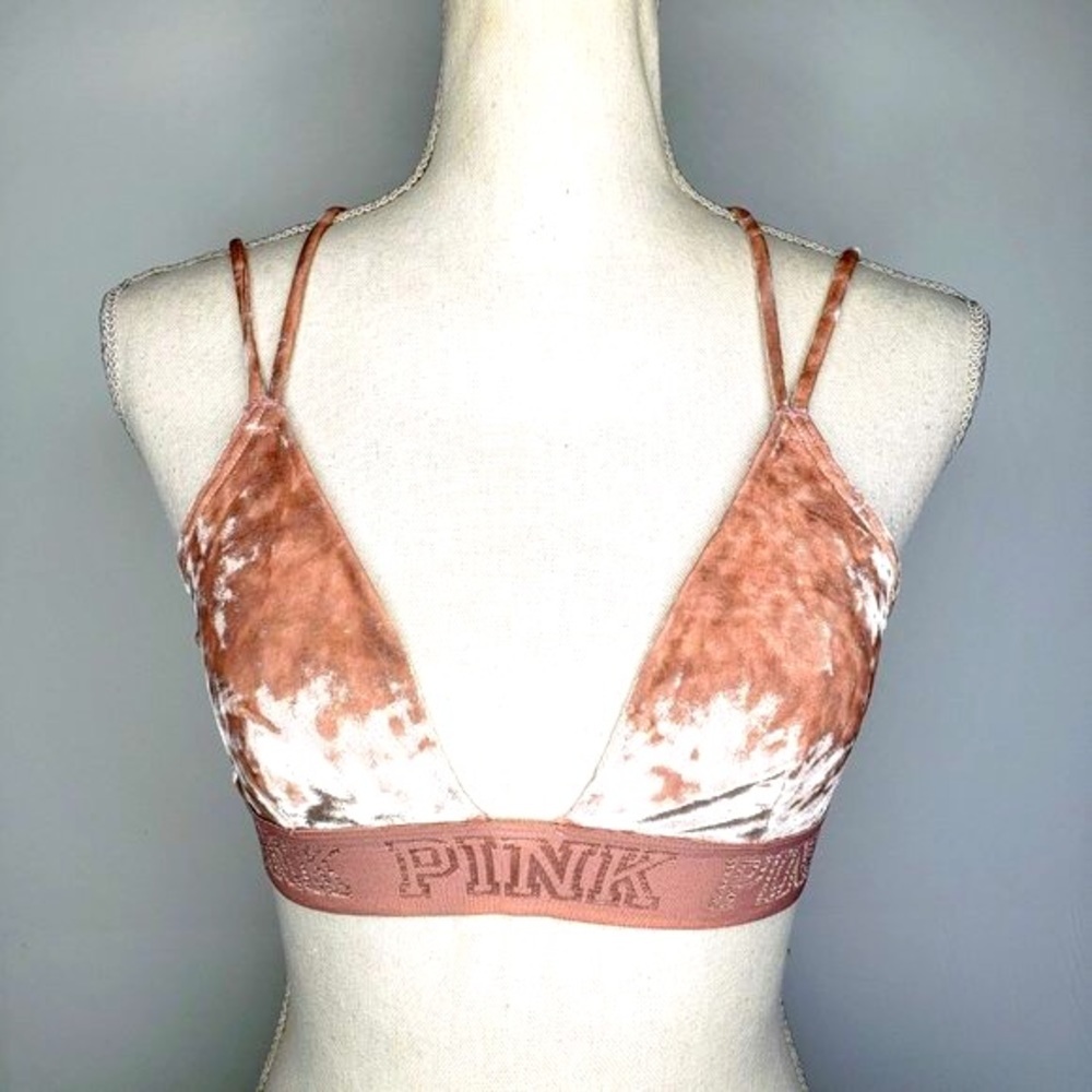 Victoria's Secret Women’s Pink Velvet Double Spaghetti Straps Bralette Size XS